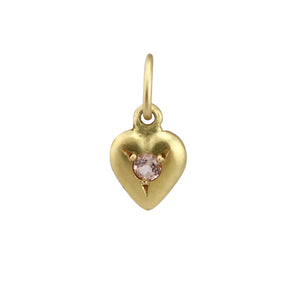 
            
                Load image into Gallery viewer, Front-facing view of Puff Heart Charm in 18k yellow gold with topaz by Betsy Barron.
            
        