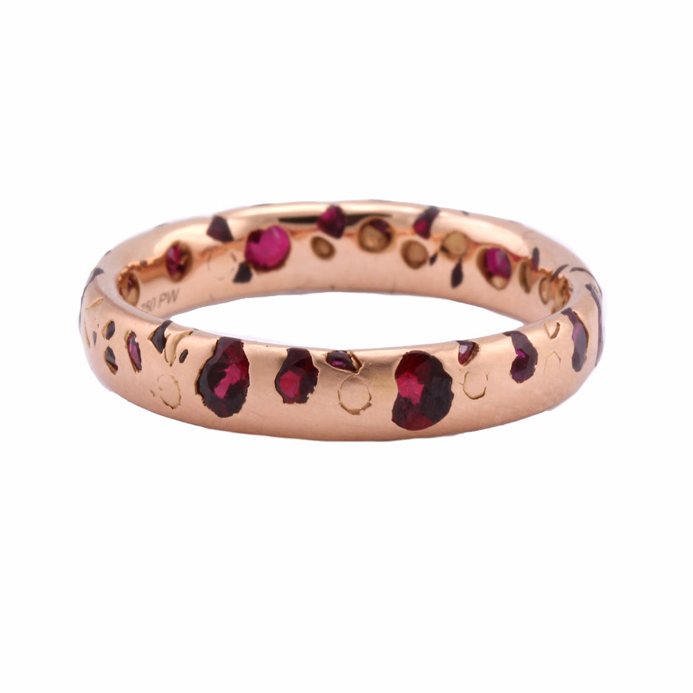 Rose Gold Ruby Sapphire Confetti Ring