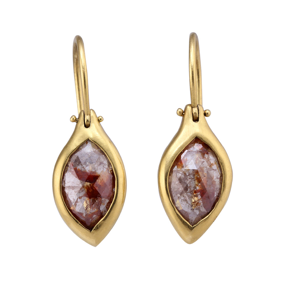 
            
                Load image into Gallery viewer, Front-facing view of Red Diamond Navette Earbob earrings by Lola Brooks.
            
        
