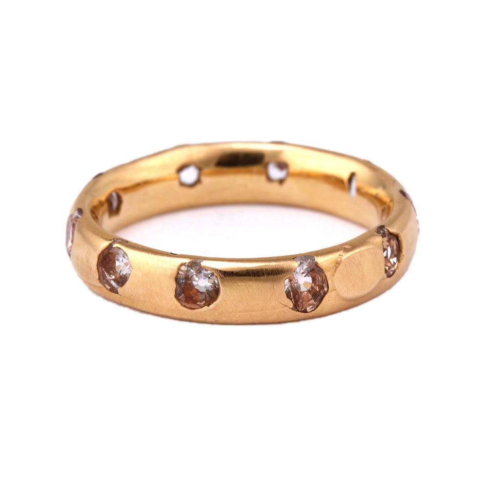Narrow Celeste Band in 18k Rose Gold with White Sapphires