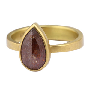 
            
                Load image into Gallery viewer, Angled view of Red Teardrop Diamond Ring by Lola Brooks.
            
        