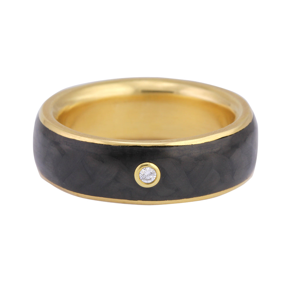 18k Yellow Gold and Carbon Fiber Ring