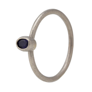 White Palladium Gold Ring with Faceted Sapphire by Petra Class