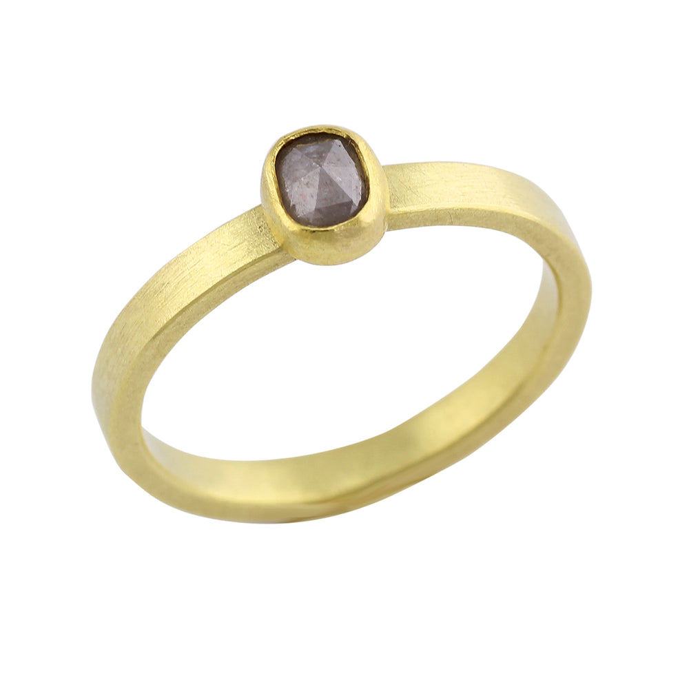 Gold Band with Oval Diamond
