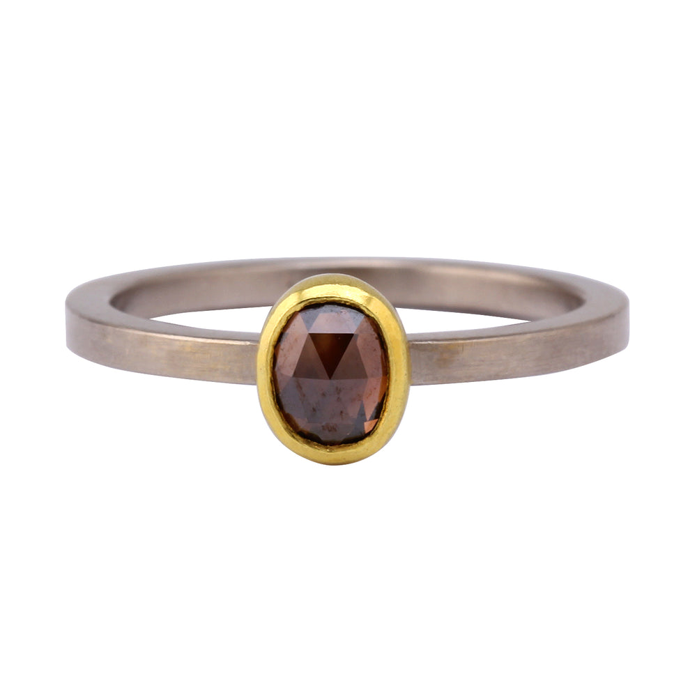 Front view of Oval Brown Diamond Ring by Sam Woehrmann