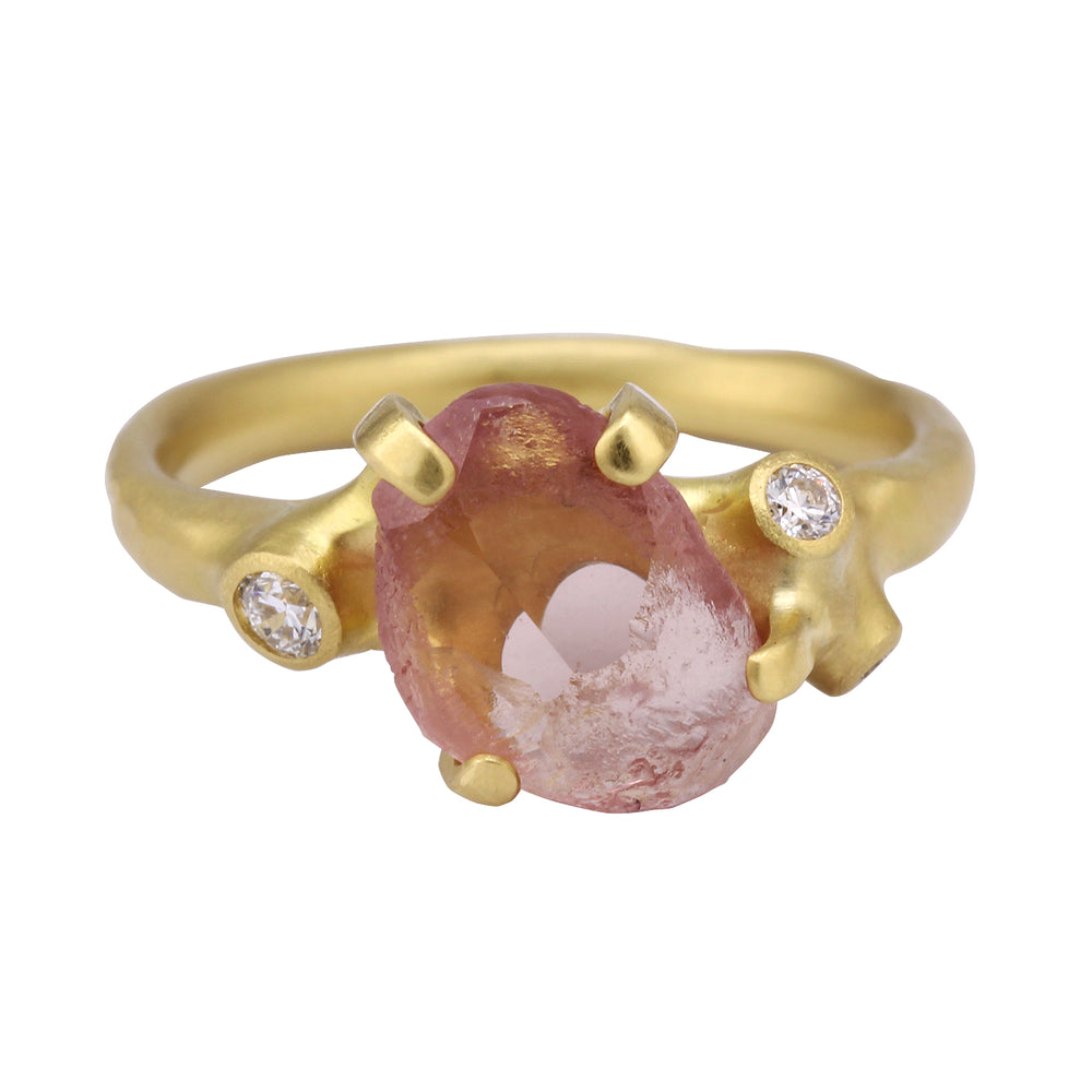 Front view of Rough Luxe Pink Garnet Ring by Johnny Ninos