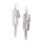 Full Tail Feather Earrings with White Mother of Pearl