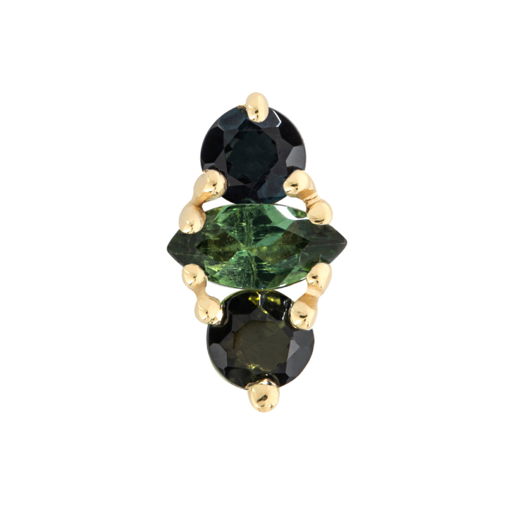 
            
                Load image into Gallery viewer, Front-facing view of Monaco green tourmaline stud by Ruta Reifen.
            
        