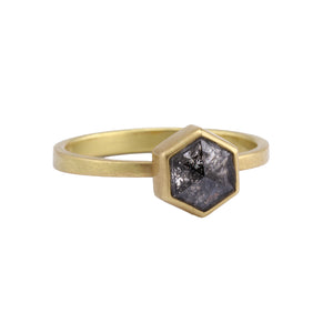 
            
                Load image into Gallery viewer, Angled view of Hexy Peppered Diamond Ring by Lola Brooks
            
        