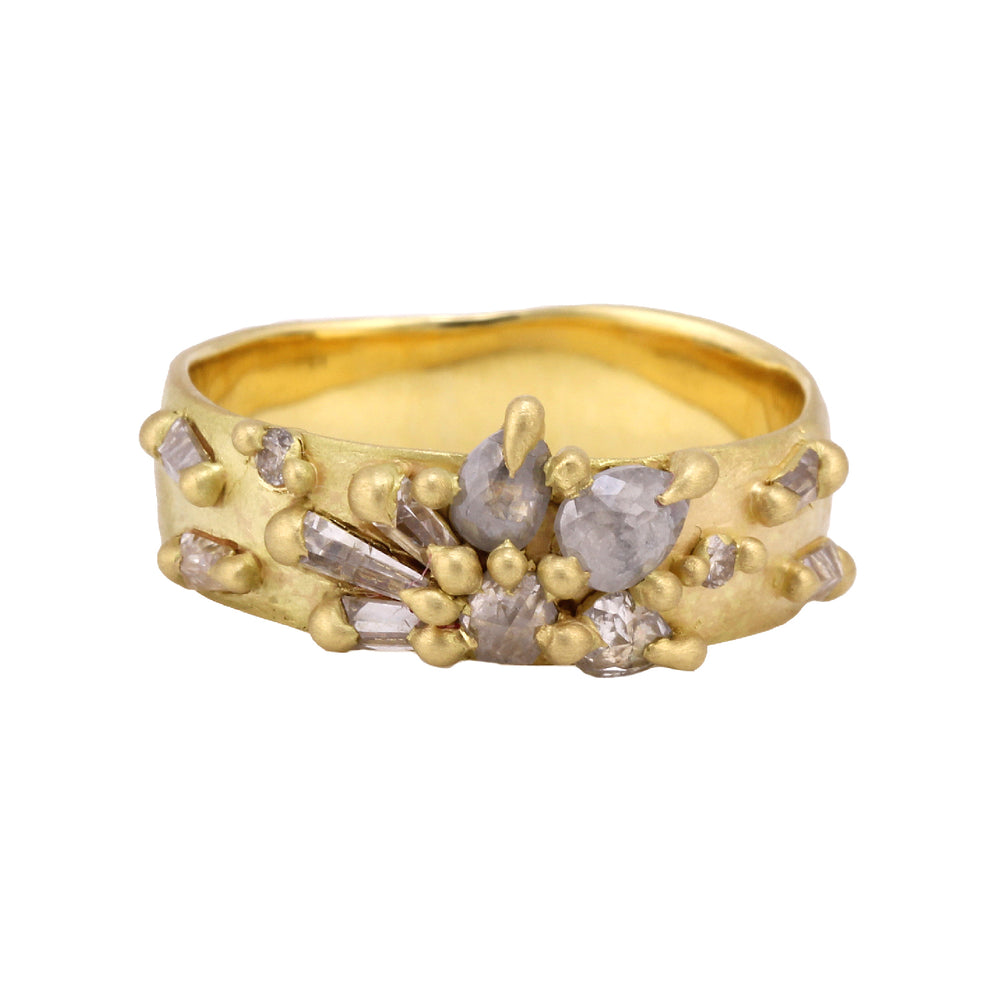 White Diamond Lotus Ring