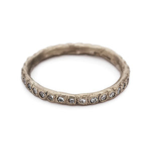 
            
                Load image into Gallery viewer, Angled view of 18k White Gold Diamond Eternity Band by Ruth Tomlinson
            
        