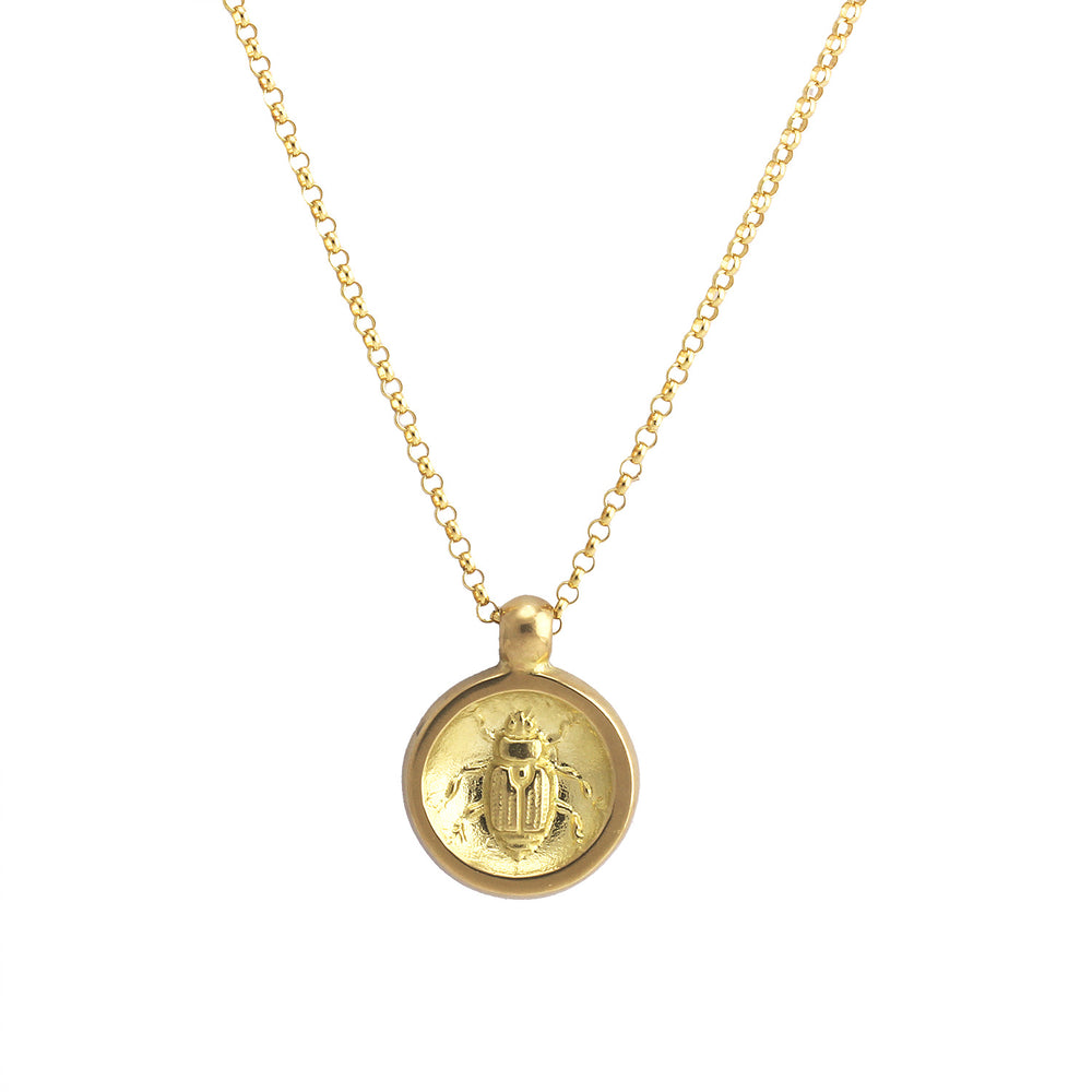 
            
                Load image into Gallery viewer, Detail view of 18k Yellow Gold Scarab Necklace by Betsy Barron
            
        