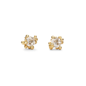 Front-facing view of Solitaire Diamond Studs by Ruth Tomlinson.